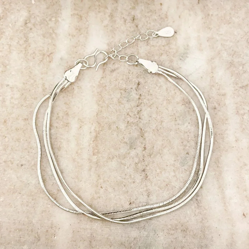 925 Sterling Silver Multi-Layer Bracelet Dainty Minimalist Bracelet